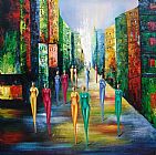 Night Canvas Paintings - Colorful Night